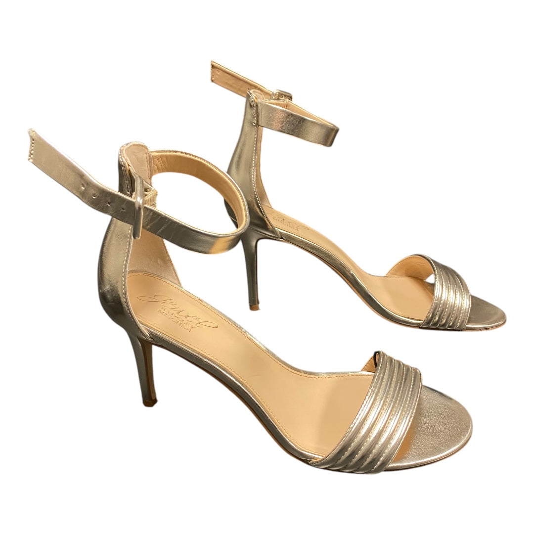 Sandals Heels Stiletto By Badgley Mischka In Gold, Size: 7.5