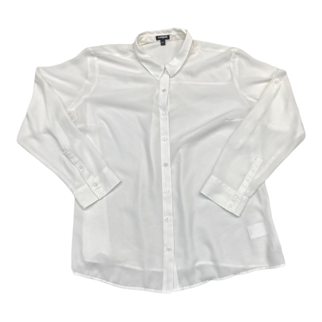 Top Long Sleeve By Express In White, Size: Xl