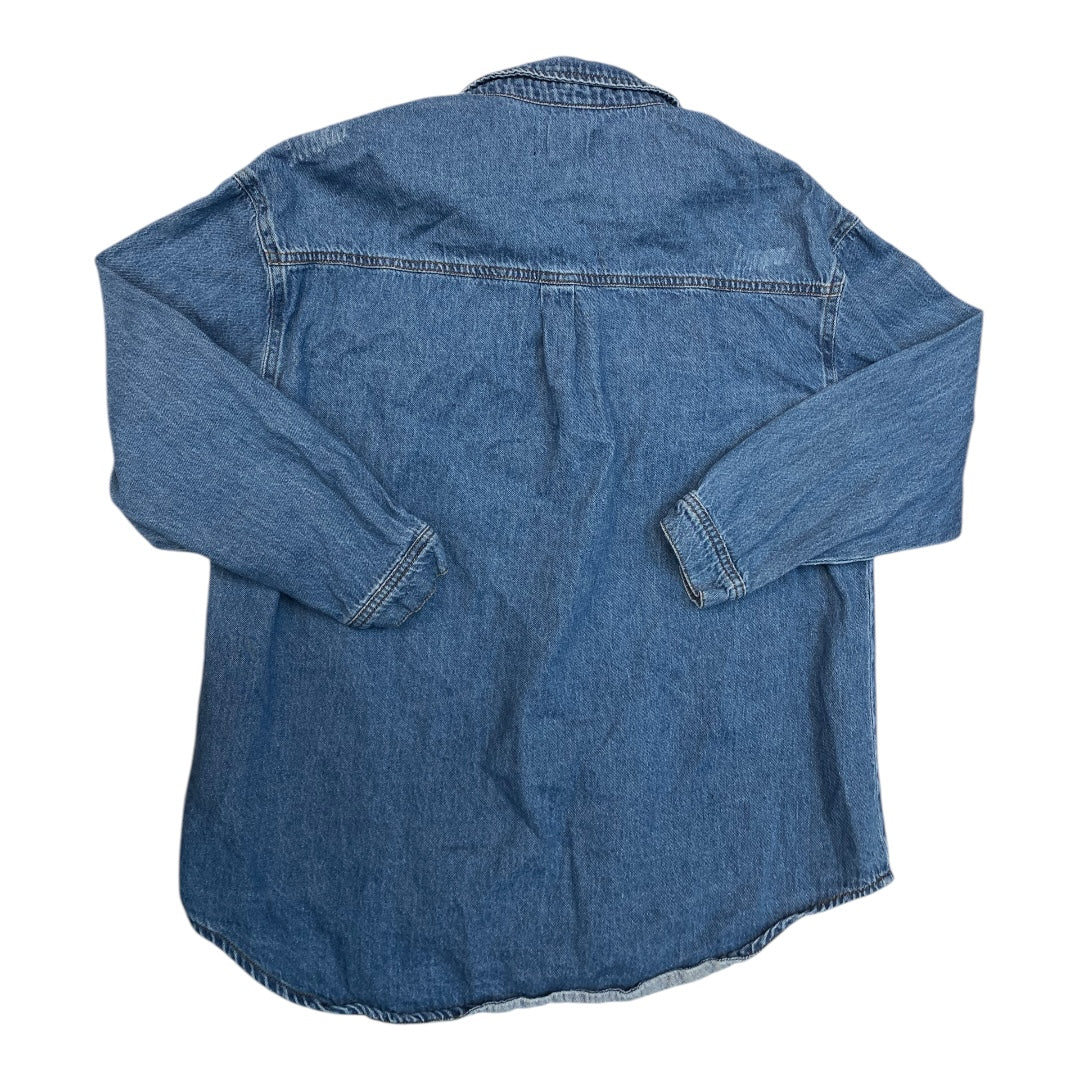 Top Long Sleeve By Risen In Blue Denim, Size: L