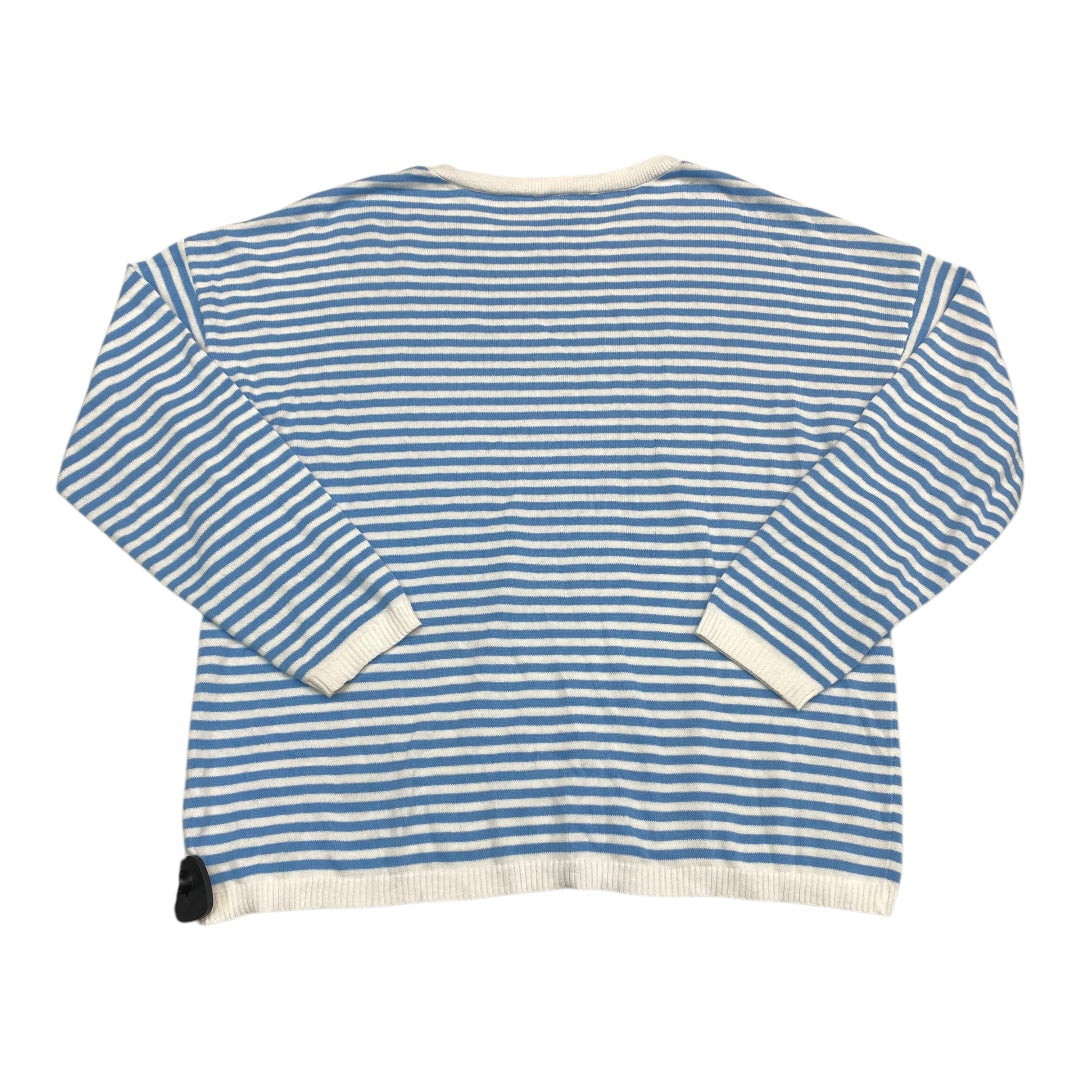 Sweater By Clothes Mentor In Blue & White, Size: L