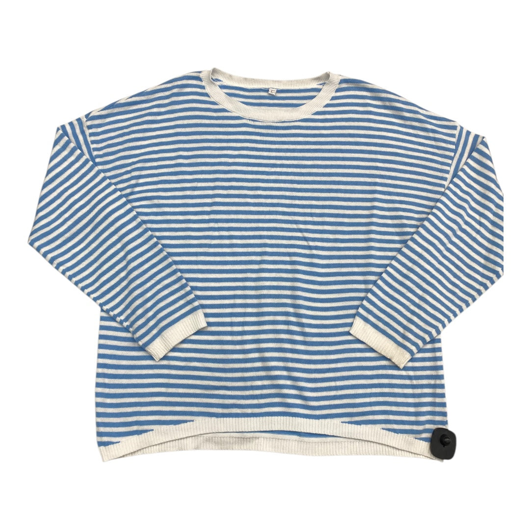 Sweater By Clothes Mentor In Blue & White, Size: L