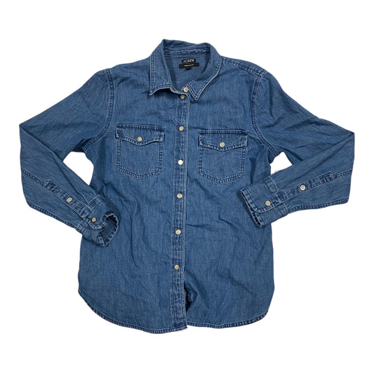 Top Long Sleeve By J. Crew In Blue Denim, Size: 8