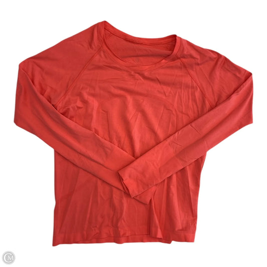 Athletic Top Long Sleeve Crewneck By Lululemon In Orange, Size: L