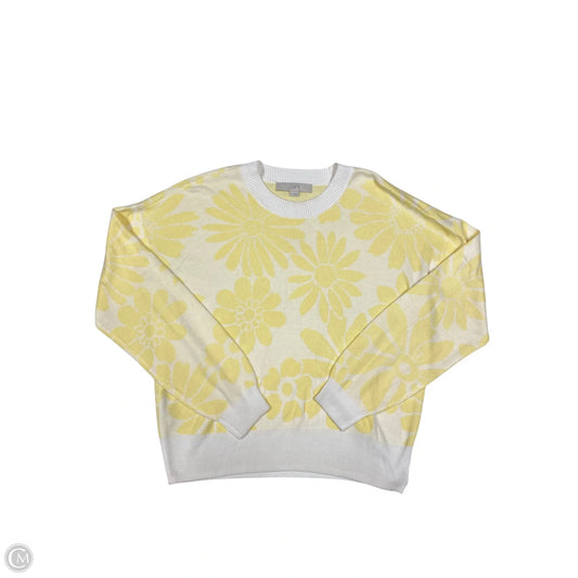 Sweater By Loft In Cream & Yellow, Size: M