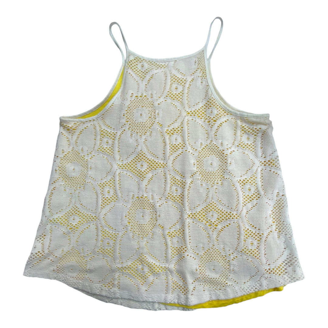 Top Sleeveless By Anthropologie In White & Yellow, Size: S