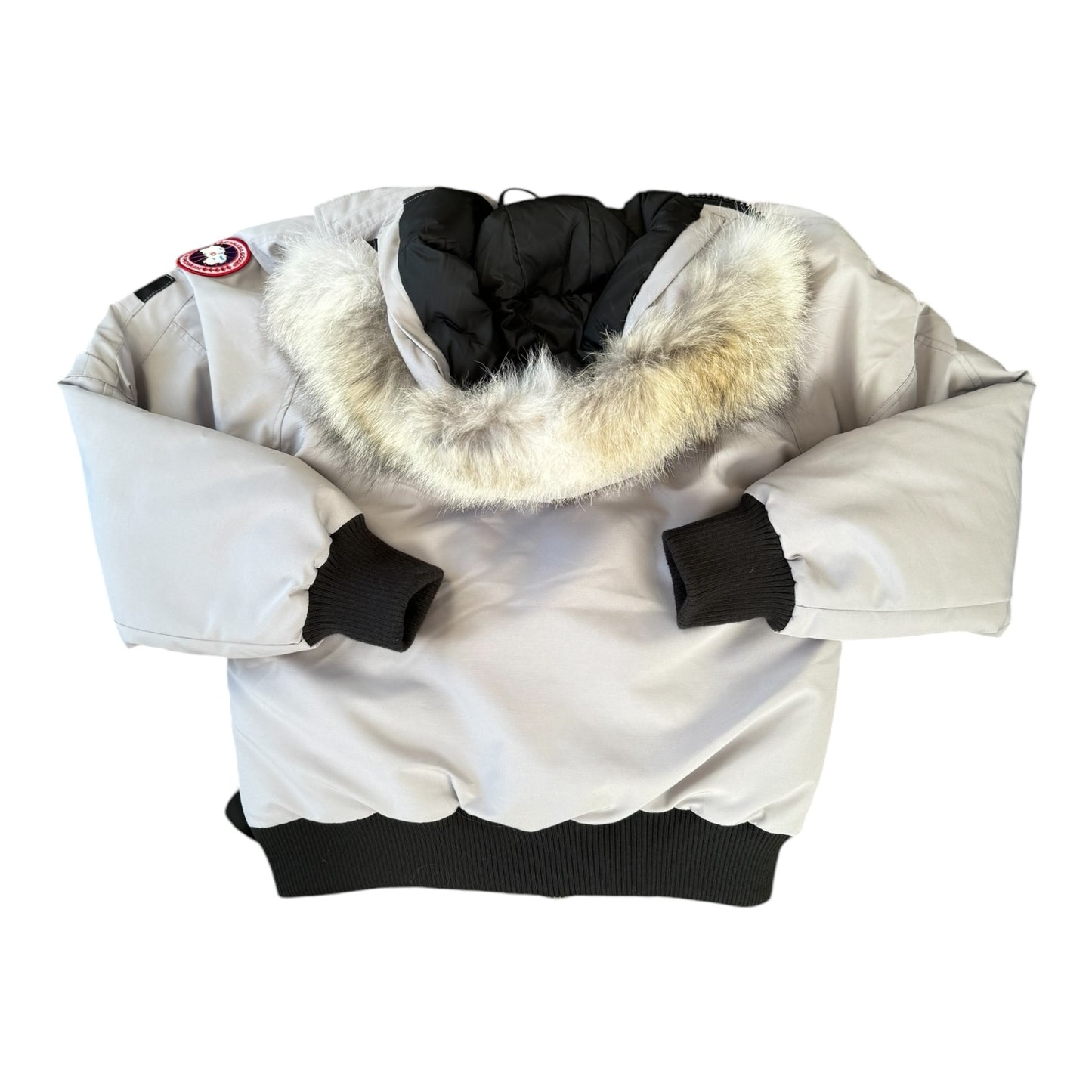 Coat Luxury Designer By Canada Goose In Black & Grey, Size: L