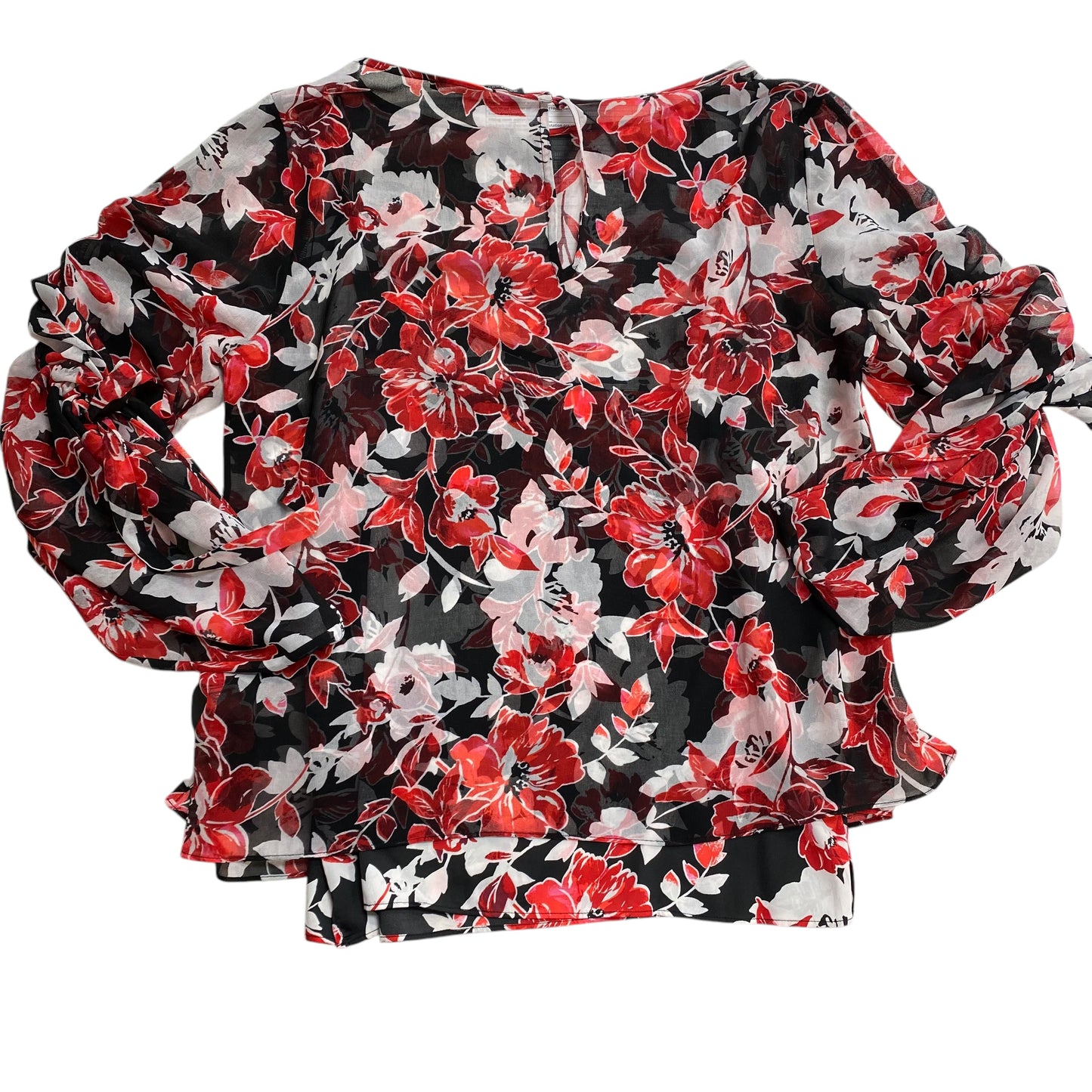 Top 3/4 Sleeve By White House Black Market In Black & Red, Size: 12