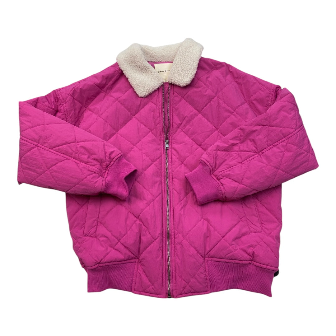 Jacket Puffer & Quilted By Thread And Supply In Pink, Size: M