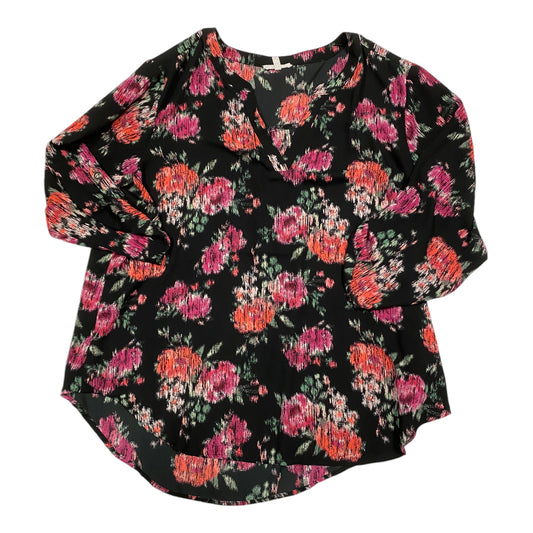 Top 3/4 Sleeve By Maurices In Black & Pink, Size: 1x