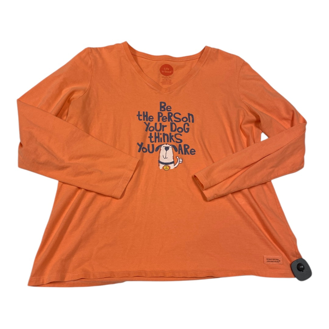 Top Long Sleeve Basic By Life Is Good In Orange, Size: Xl