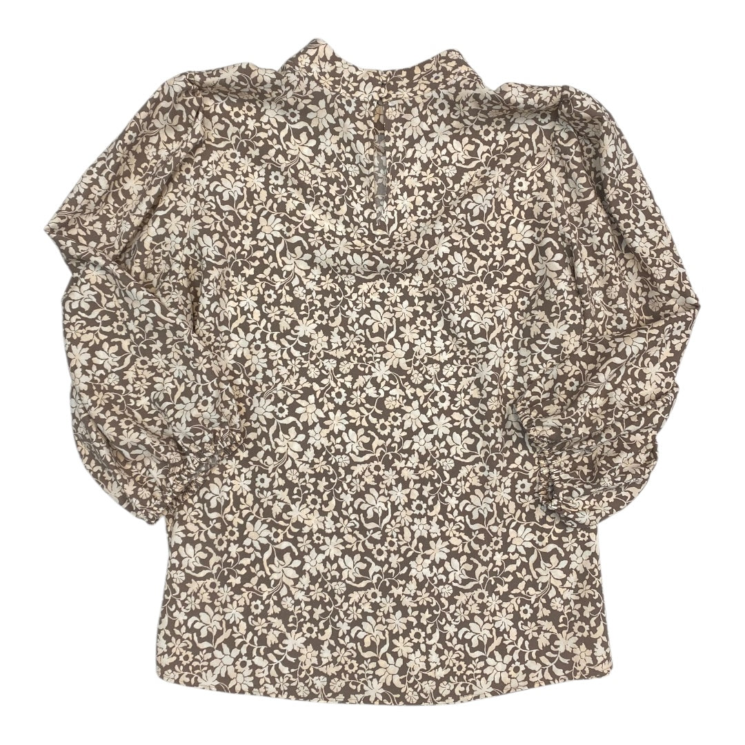 Top Long Sleeve By Ann Taylor In Brown & Cream, Size: L