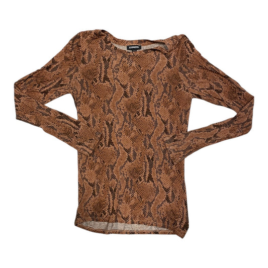 Top Long Sleeve By Express In Snakeskin Print, Size: M