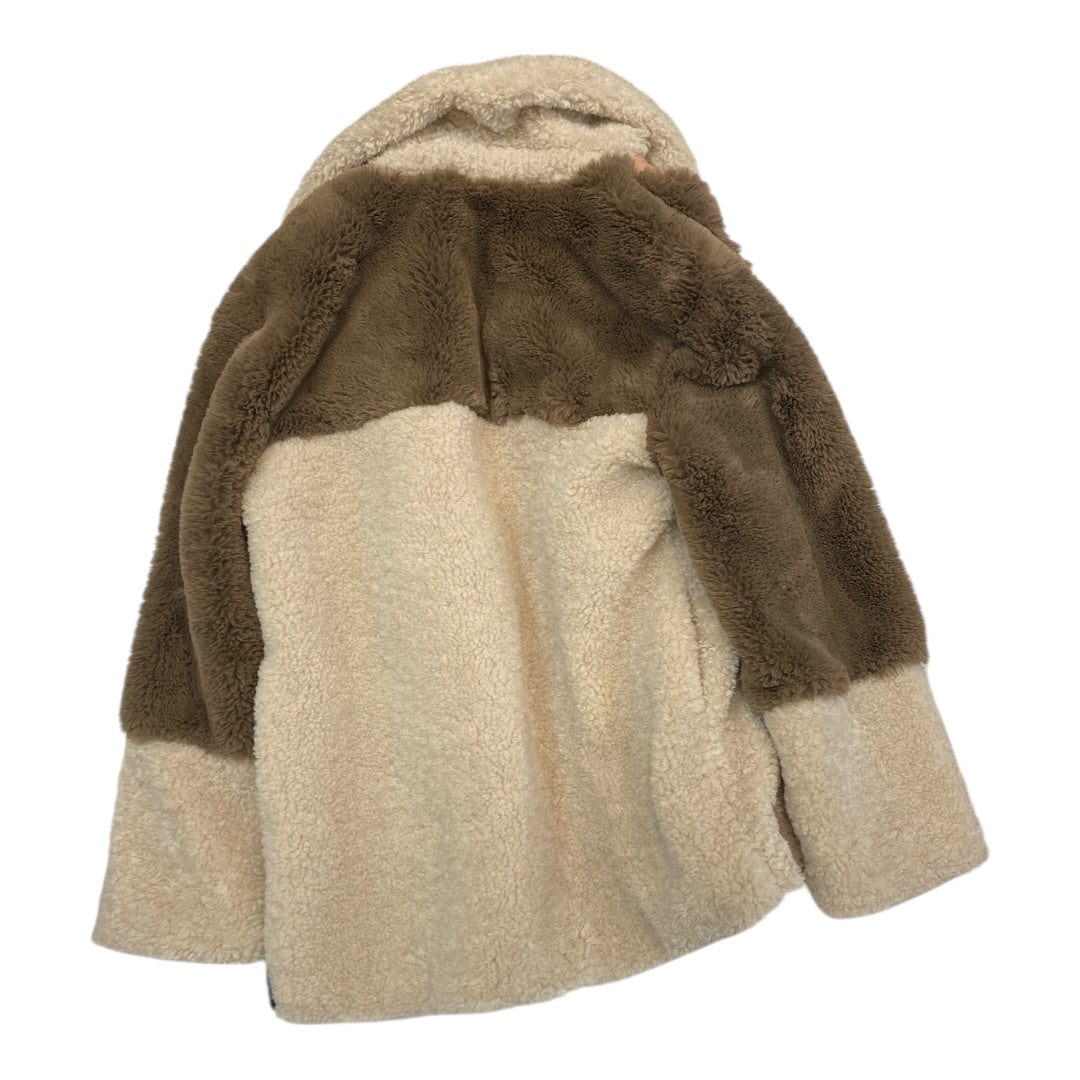 Coat Faux Fur & Sherpa By Steve Madden In Brown & Tan, Size: S