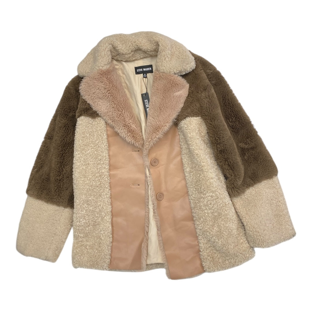 Coat Faux Fur & Sherpa By Steve Madden In Brown & Tan, Size: S