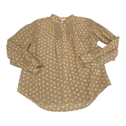 Top Long Sleeve By Rebecca Taylor In Tan, Size: S