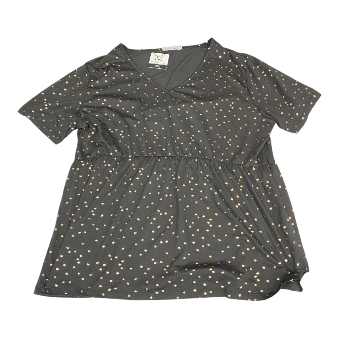 Top Short Sleeve By Cmc In Black & Gold, Size: 4x