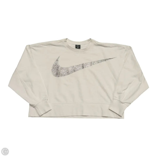 Athletic Sweatshirt Crewneck By Nike In Silver & White, Size: M