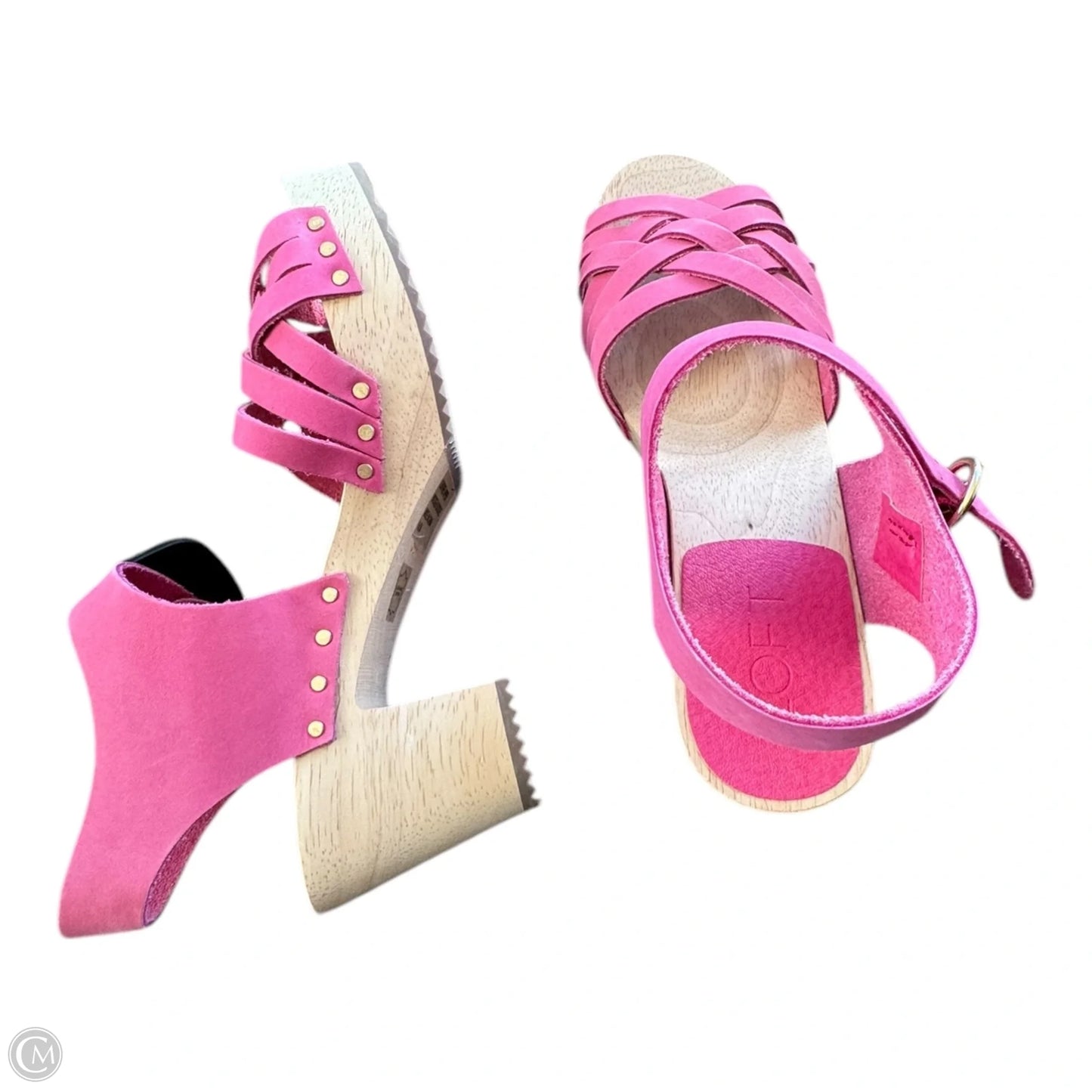 Sandals Heels Block By Loft In Pink & Tan, Size: 6.5