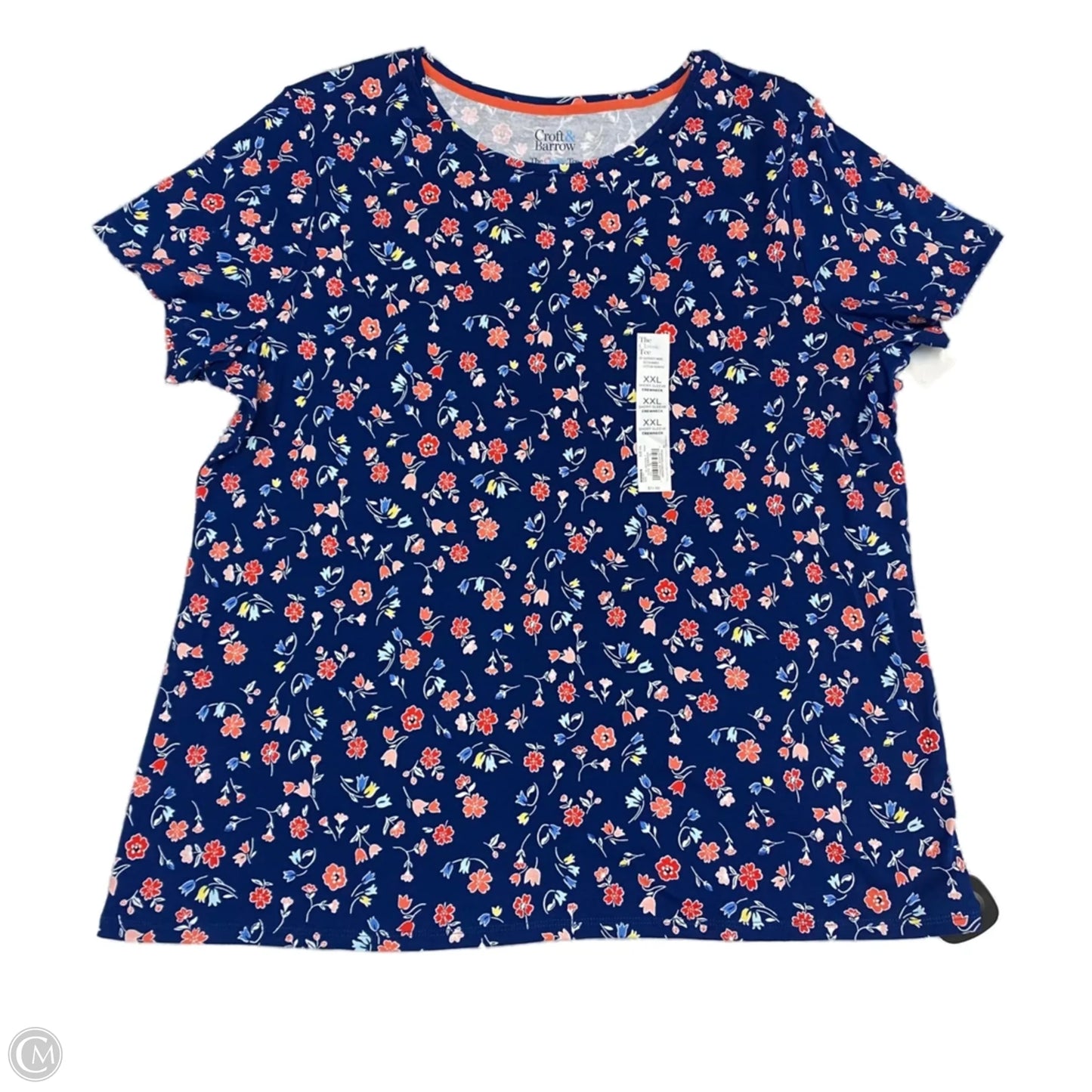 Top Short Sleeve By Croft And Barrow In Floral Print, Size: Xxl