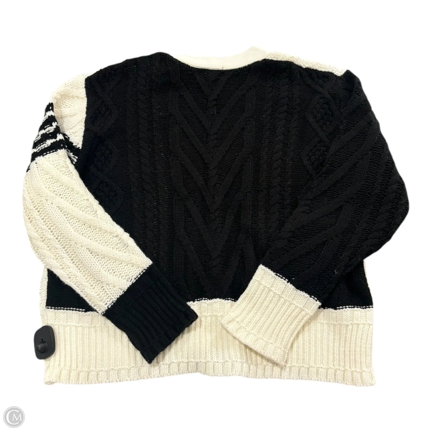Sweater Cardigan By Elan In Black & White, Size: S