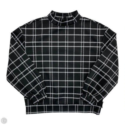 Top Long Sleeve By Ann Taylor In Black & Grey, Size: M