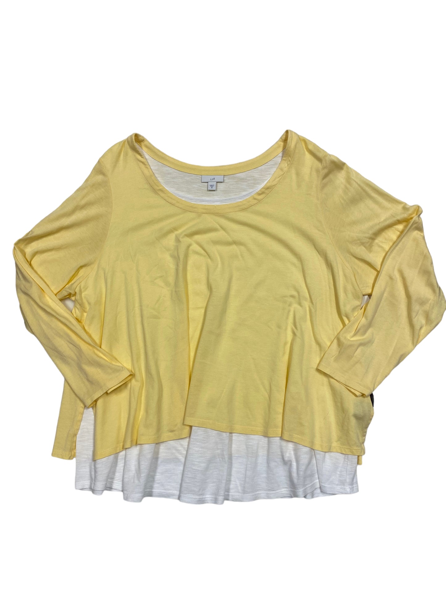 White & Yellow Top Long Sleeve J. Jill, Size 2x