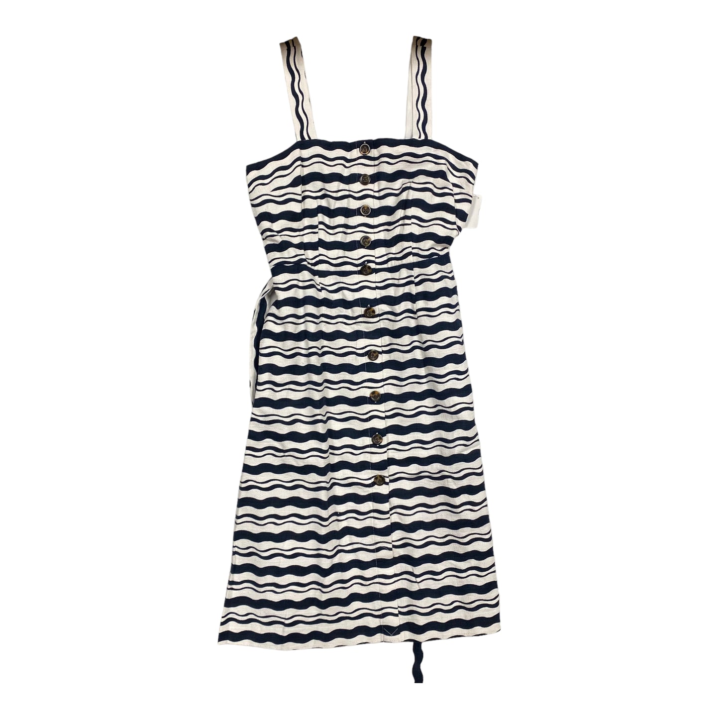 Dress Casual Midi By Ann Taylor In Blue & White, Size: S