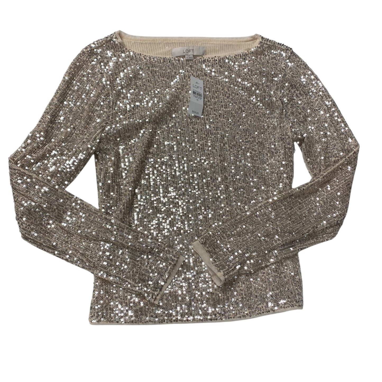 Top Long Sleeve By Loft In Pink & Silver, Size: M