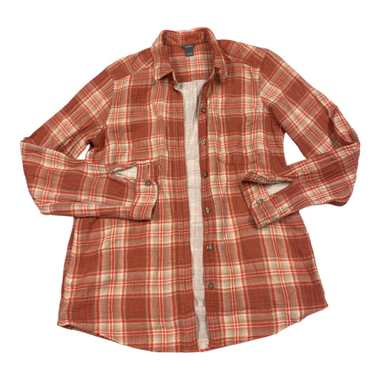 Top Long Sleeve By Eddie Bauer In Orange & Tan, Size: S