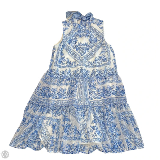 Dress Casual Midi By Calvin Klein In Blue & White, Size: 4