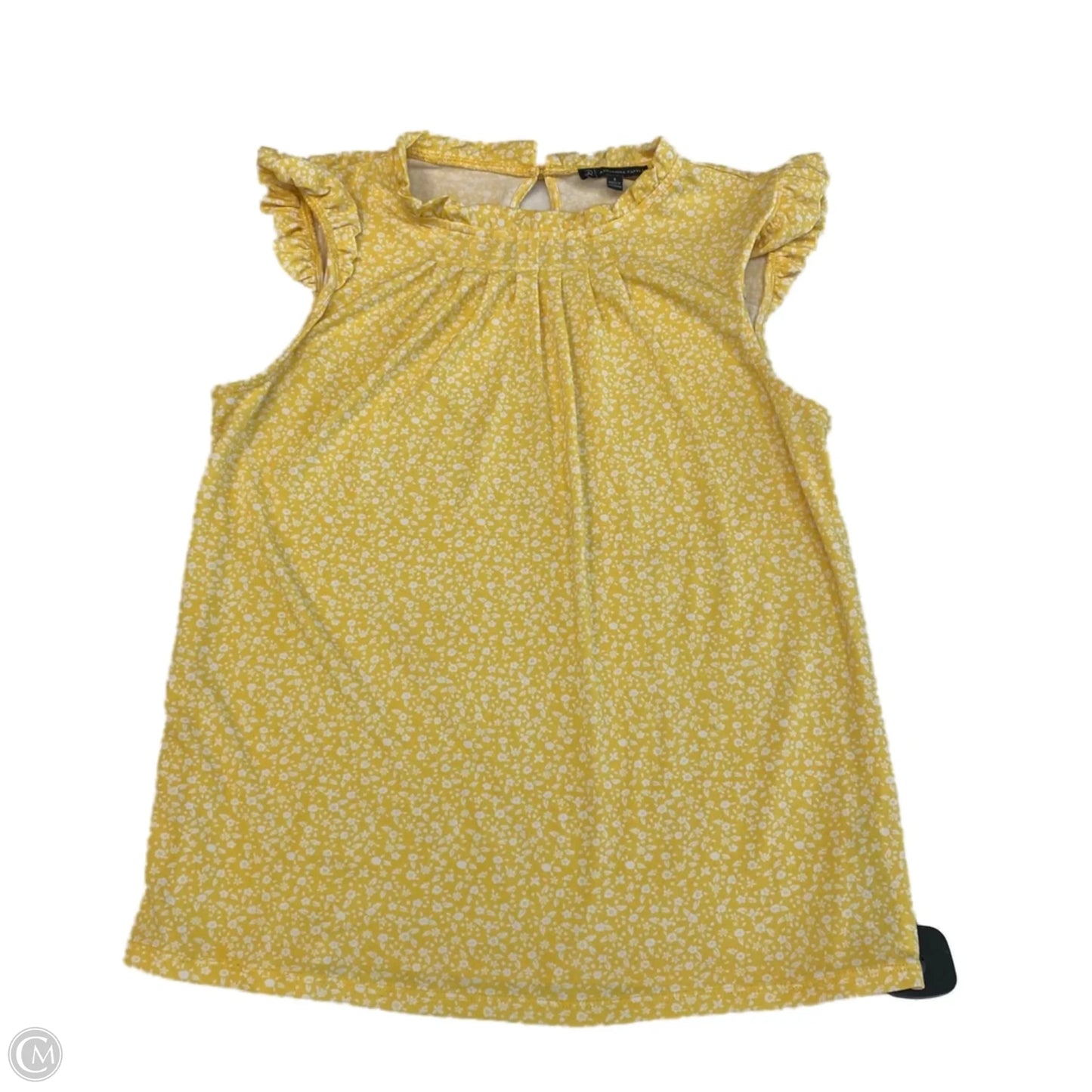 Top Sleeveless By Adrianna Papell In White & Yellow, Size: S