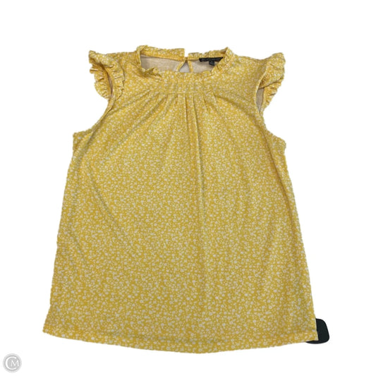 Top Sleeveless By Adrianna Papell In White & Yellow, Size: S