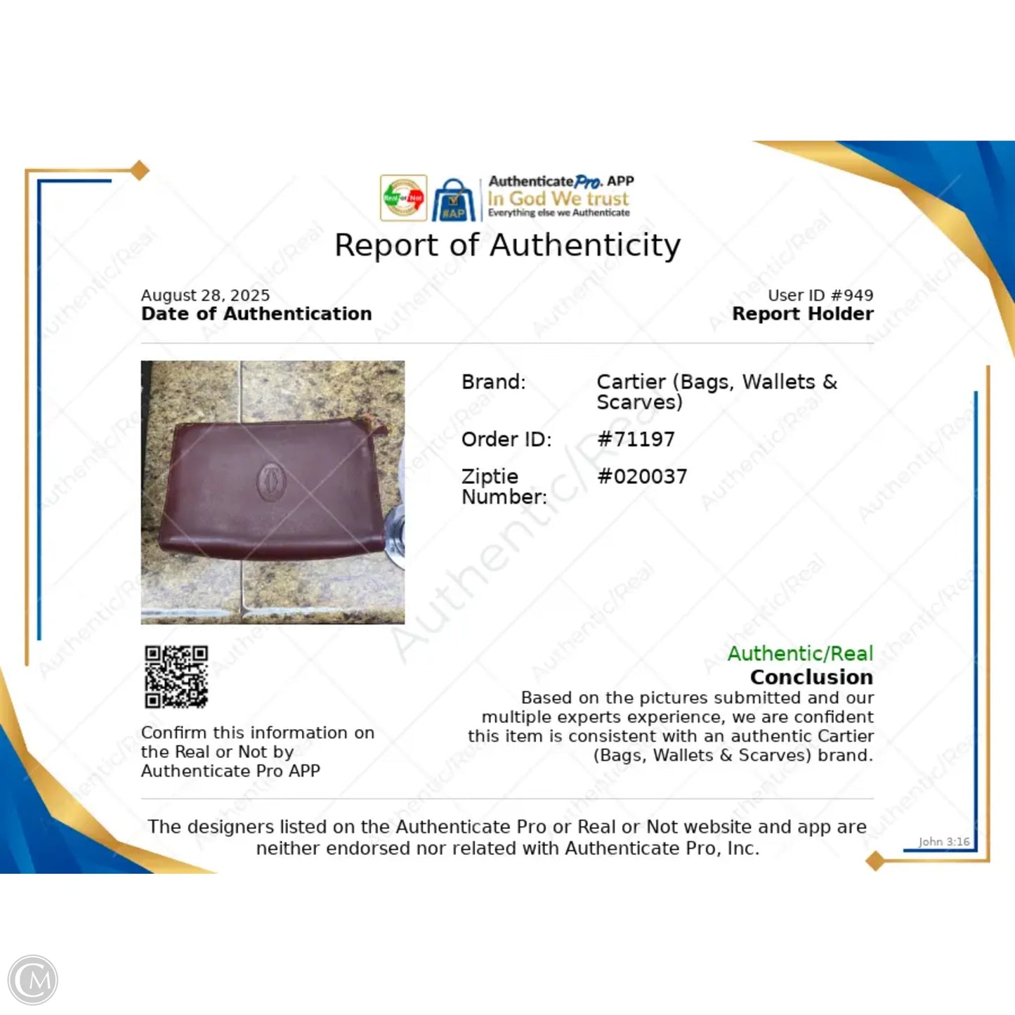 Clutch Luxury Designer By Cartier, Size: Medium