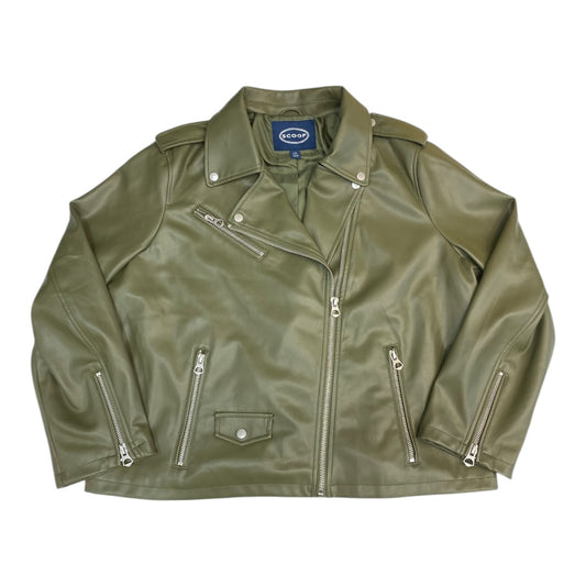 Jacket Moto By Scoop In Green, Size:Xxl