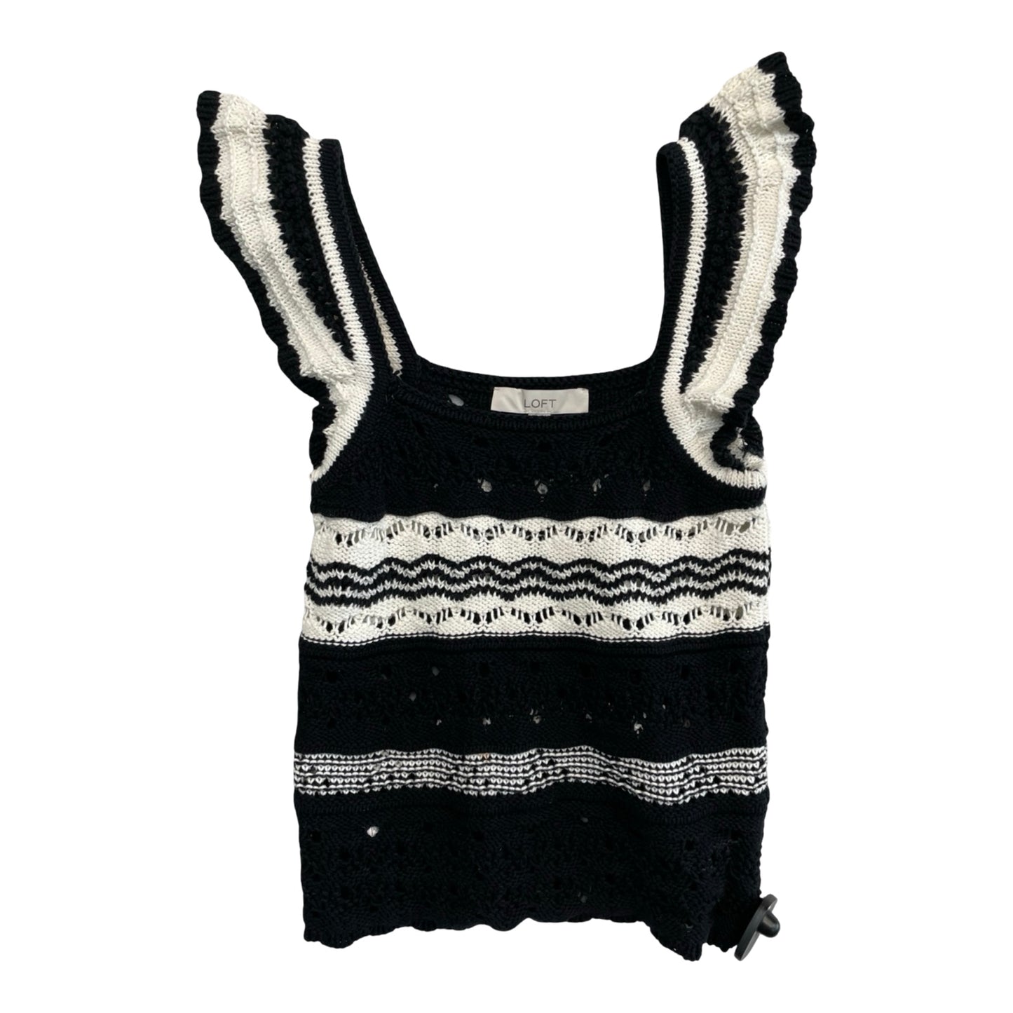 Top Sleeveless By Loft In Black & White, Size:S