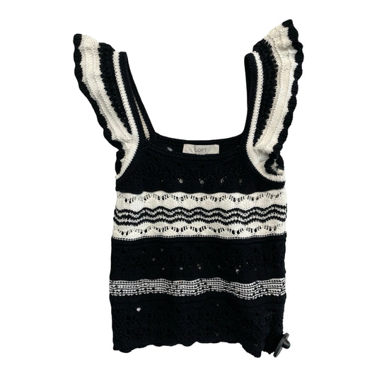 Top Sleeveless By Loft In Black & White, Size:S