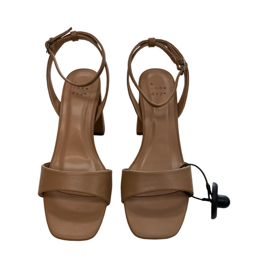 Sandals Heels Block By A New Day In Tan, Size:6.5