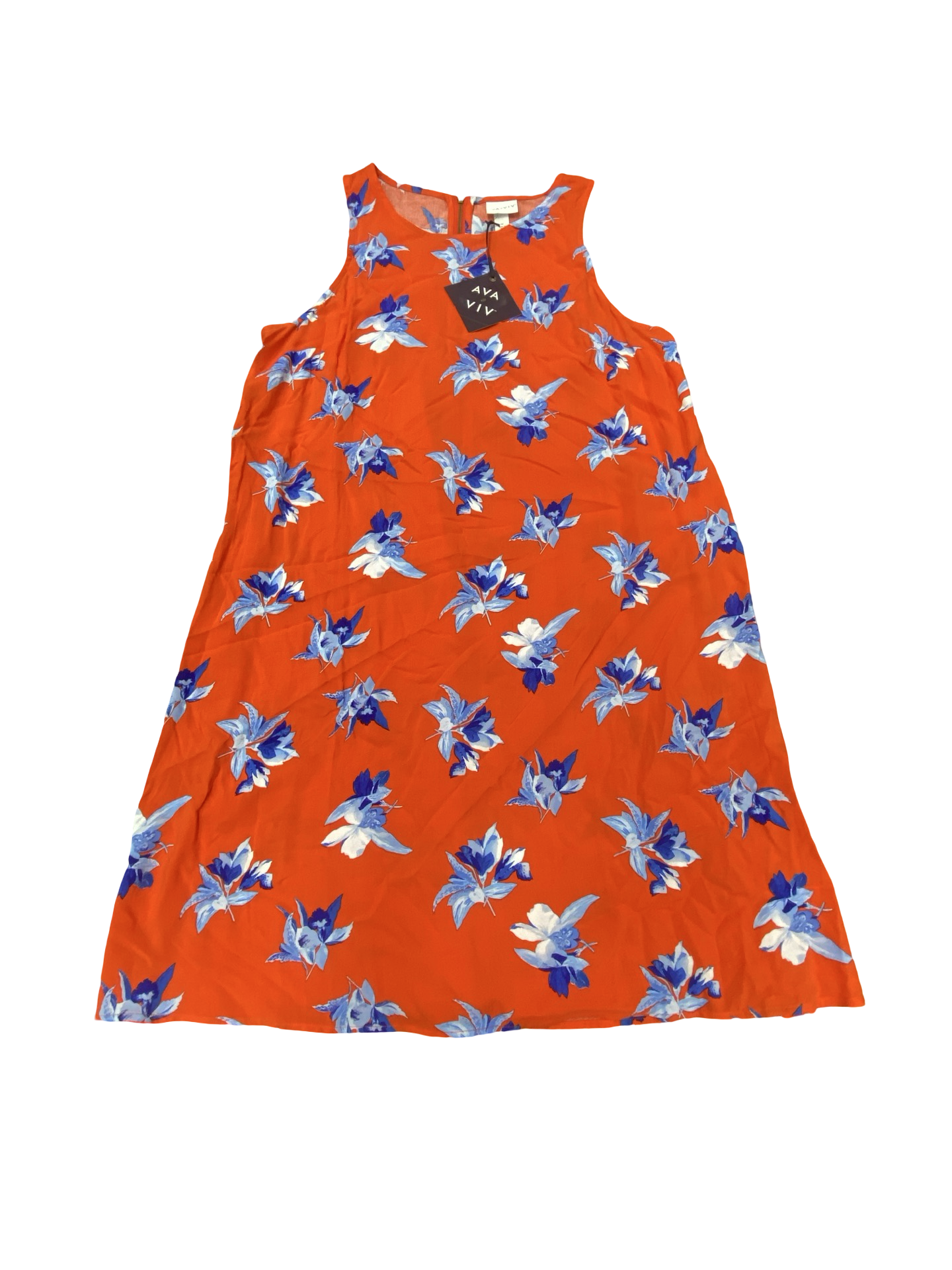 Dress Casual Midi By Ava & Viv In Blue & Orange, Size:1X