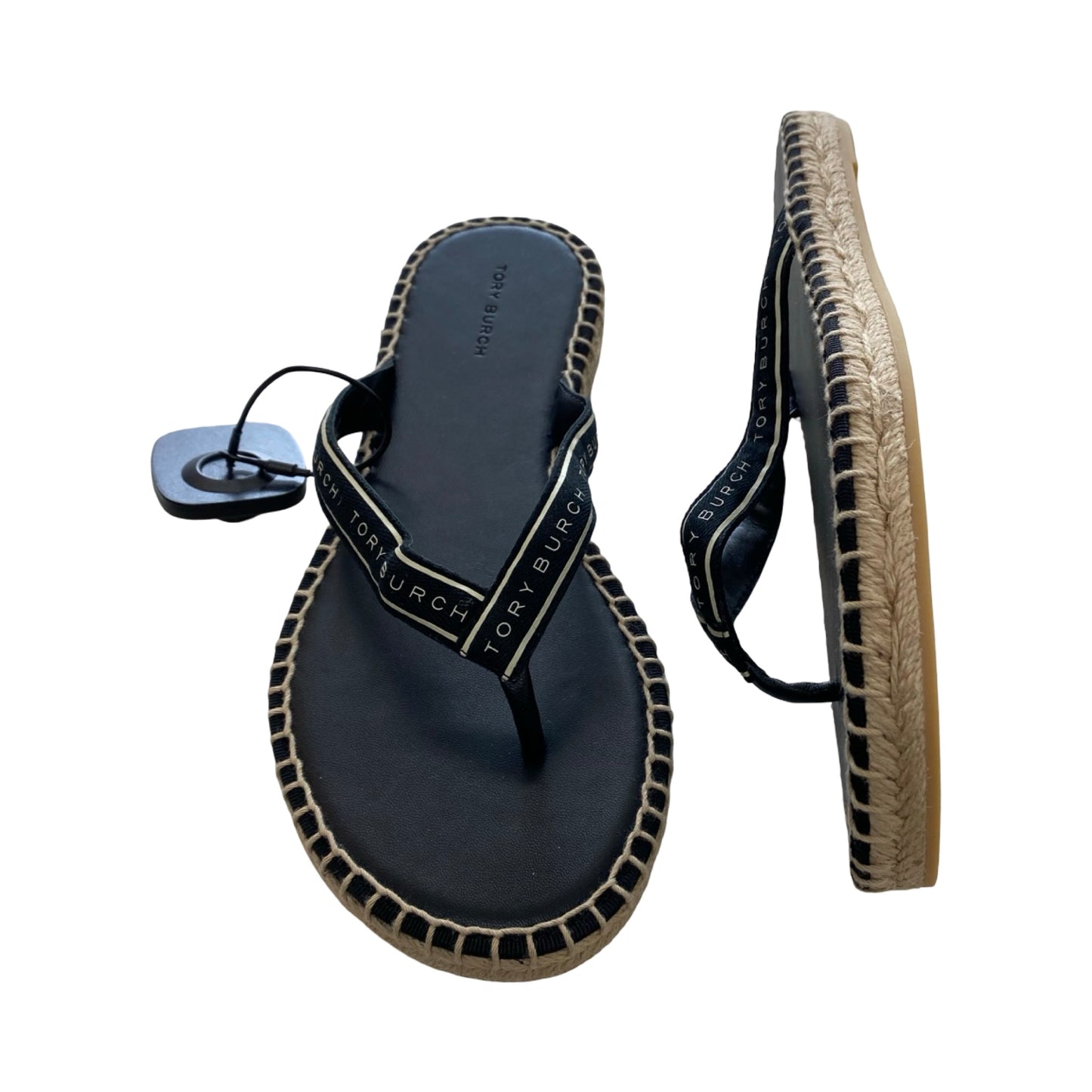 Sandals Designer By Tory Burch In Black & Cream, Size:7.5