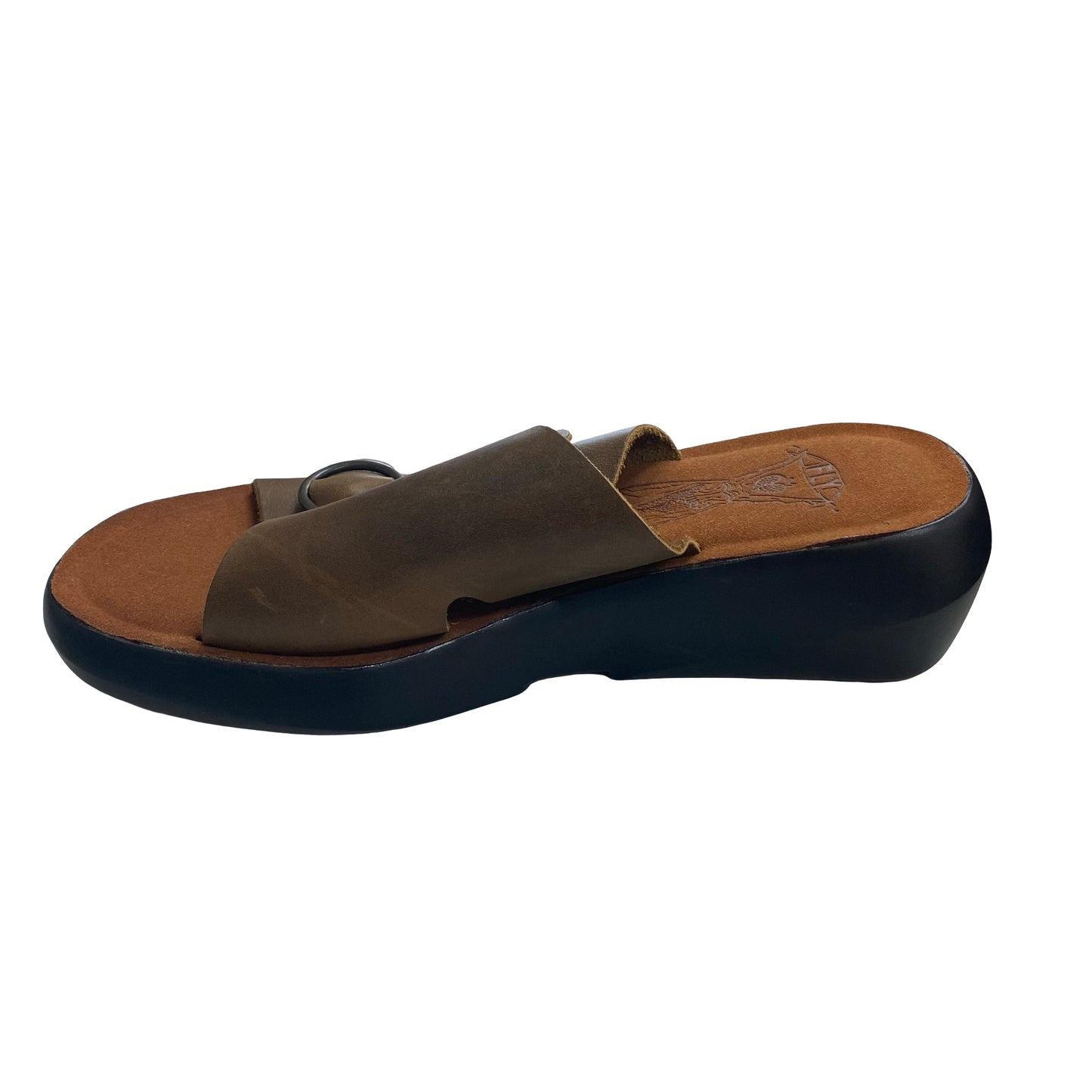 Sandals Heels Block By Fly London In Brown, Size:7.5