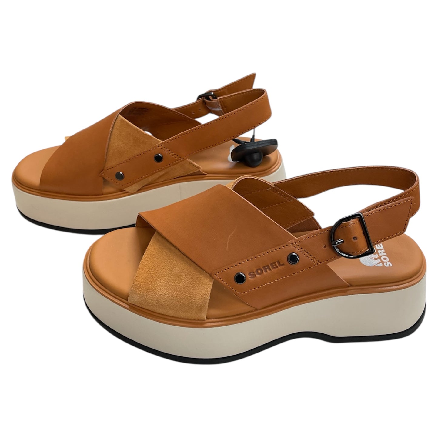 Sandals Designer By Sorel In Orange & White, Size:7.5