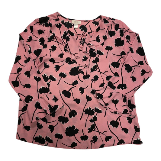 Top Ls By Loft In Black & Pink, Size:Xl