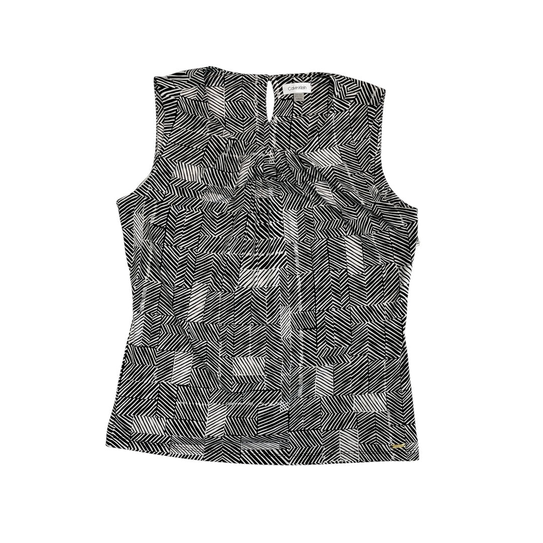 Top Sleeveless By Calvin Klein In Black & White, Size:Xl