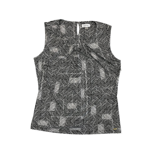 Top Sleeveless By Calvin Klein In Black & White, Size:Xl