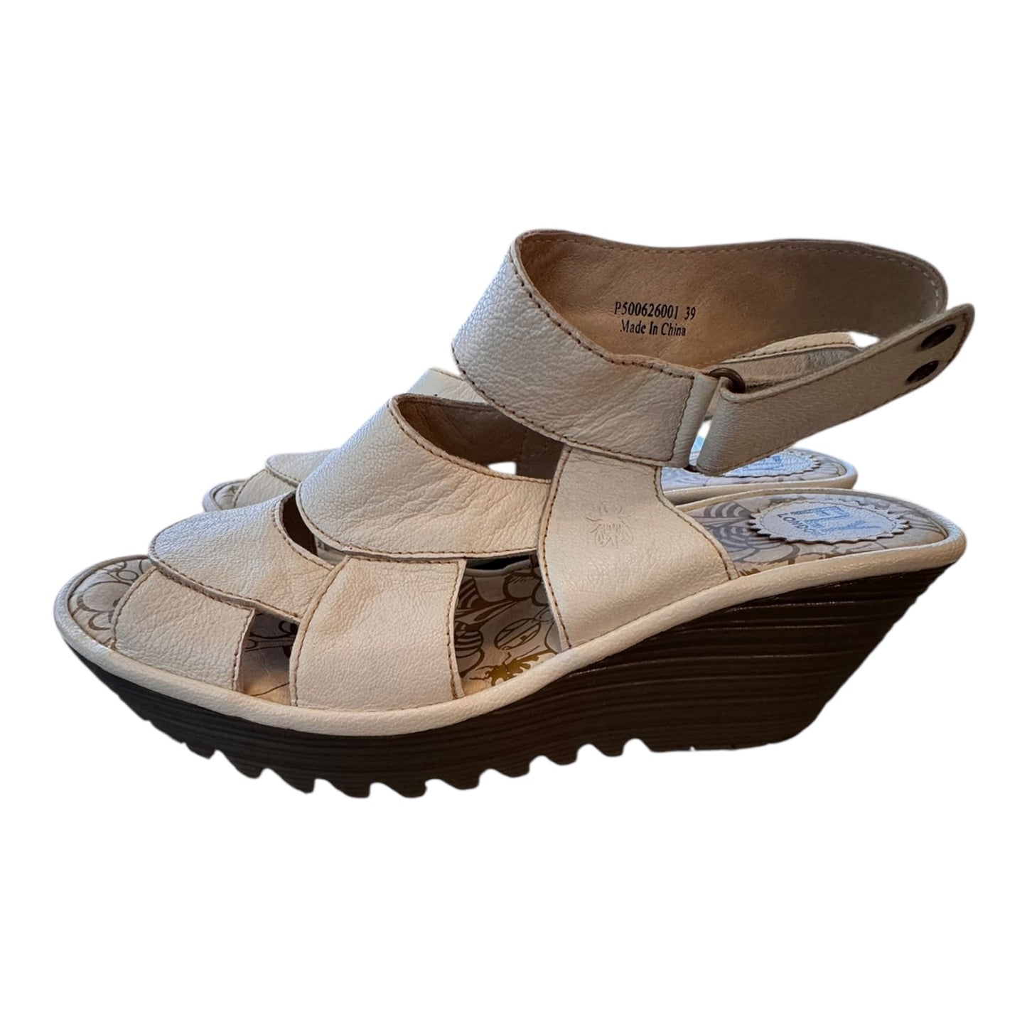 Sandals Heels Platform By Fly London In Cream, Size:8.5