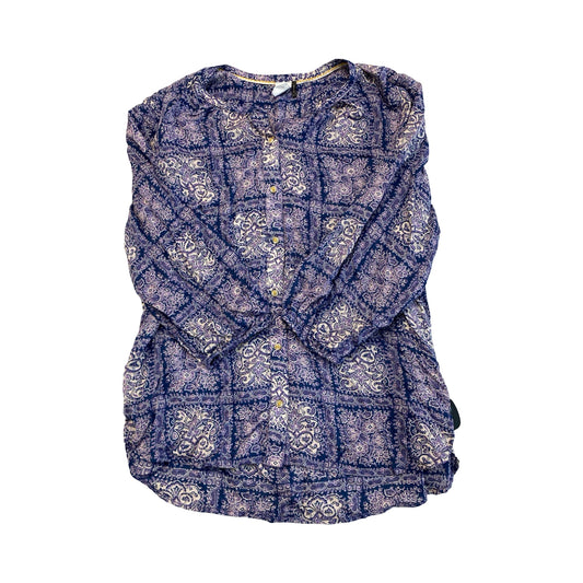Top 3/4 Sleeve By Anthropologie In Blue & Purple, Size:L