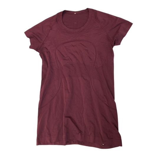 Athletic Top Ss By Lululemon In Maroon, Size:12