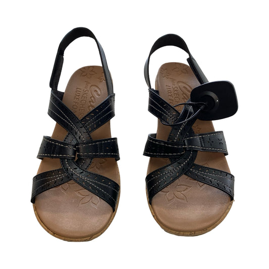 Sandals Heels Wedge By Skechers In Black, Size:8