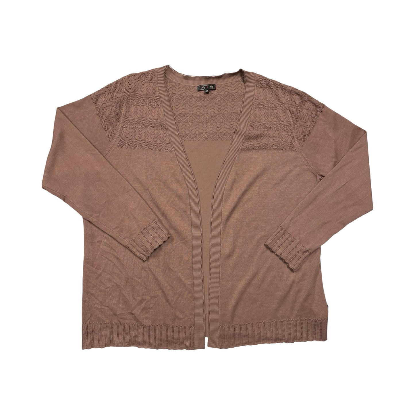 Sweater Cardigan By LETY & ME In Brown, Size:1X