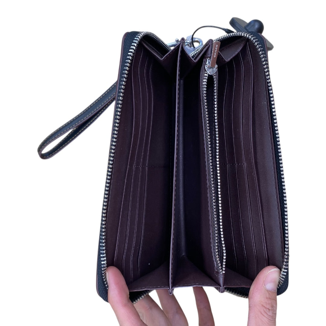 Wallet Designer By Coach In Black & Red, Size:Large